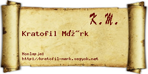 Kratofil Márk névjegykártya